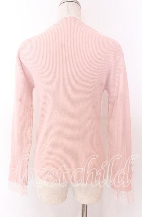 画像2: axes femme / 連ボタン袖レースニットプルオーバー F ピンク O-25-10-30-1044-AX-TO-OW-ZT160 (2)