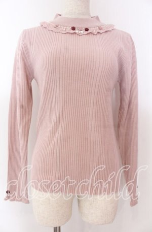 画像: axes femme / バラボトルネックリブプルオーバー F ピンク O-25-10-30-1045-AX-TO-OW-OS