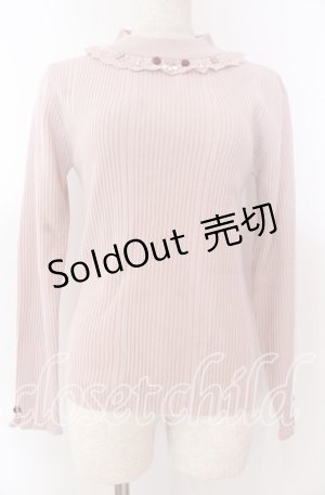 画像: axes femme / バラボトルネックリブプルオーバー F ピンク O-25-10-30-1045-AX-TO-OW-OS