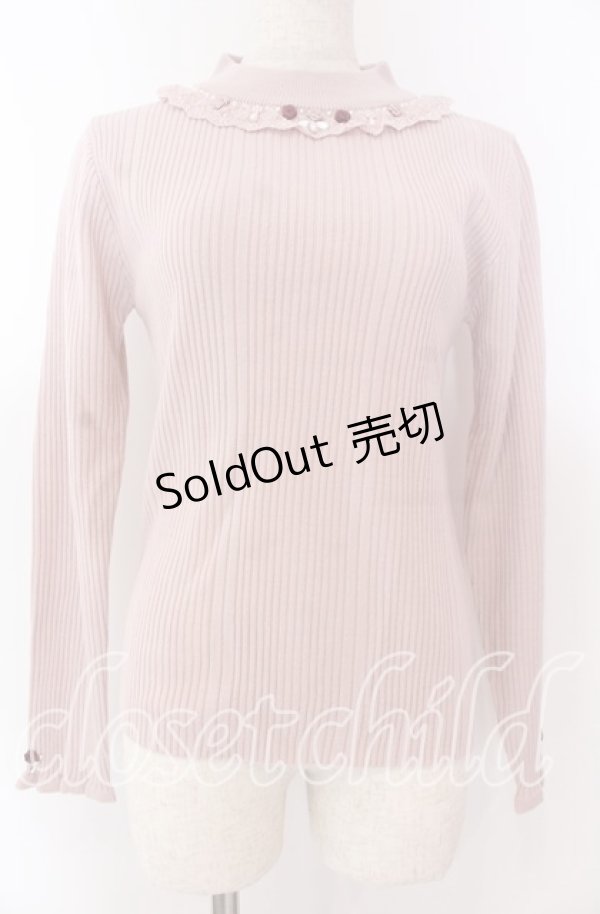 画像1: axes femme / バラボトルネックリブプルオーバー F ピンク O-25-10-30-1045-AX-TO-OW-OS (1)