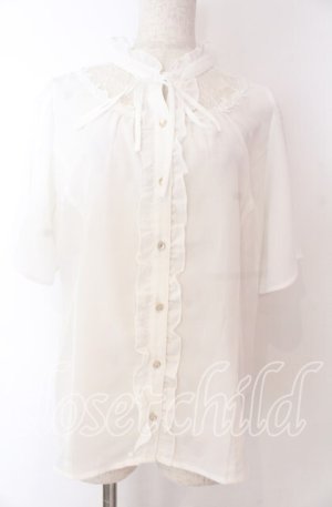 画像: axes femme / シアーレースヨークブラウス L シロ O-25-10-30-1046-AX-BL-OW-OS