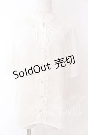 画像: 【SALE】axes femme / シアーレースヨークブラウス L シロ O-25-10-30-1046-AX-BL-OW-ZT054