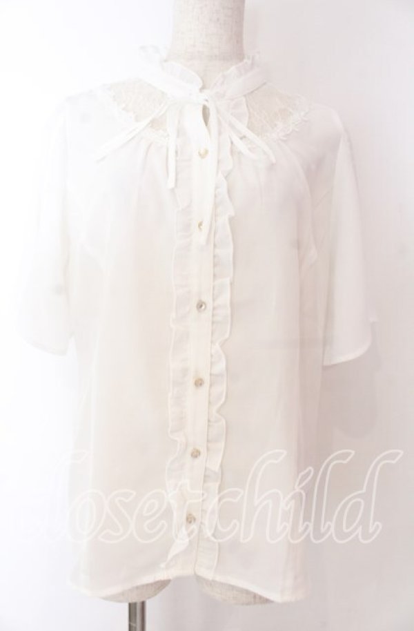 画像1: axes femme / シアーレースヨークブラウス L シロ O-25-10-30-1046-AX-BL-OW-OS (1)