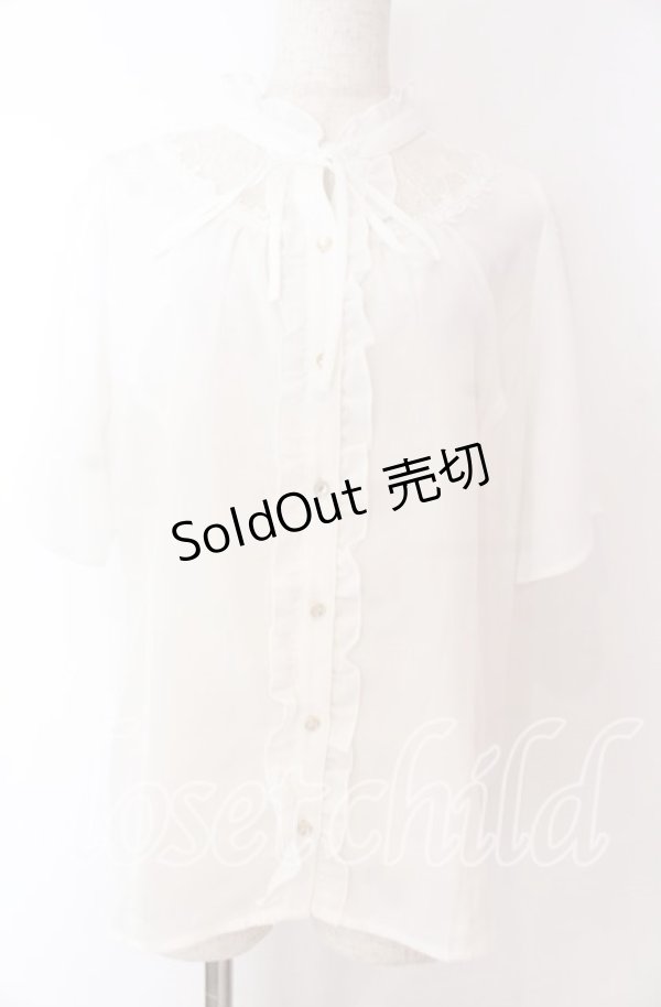 画像1: 【SALE】axes femme / シアーレースヨークブラウス L シロ O-25-10-30-1046-AX-BL-OW-ZT054 (1)