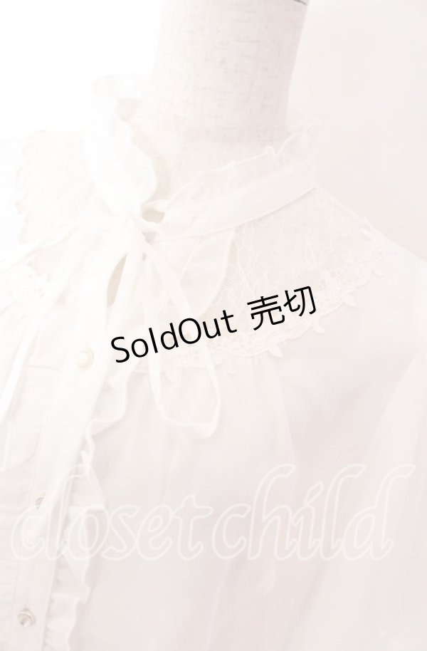 画像2: 【SALE】axes femme / シアーレースヨークブラウス L シロ O-25-10-30-1046-AX-BL-OW-ZT054 (2)