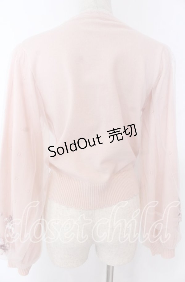 画像2: axes femme / サクラ刺繍チュール袖カーディガン F ピンク O-25-10-30-1047-AX-TO-OW-OS (2)