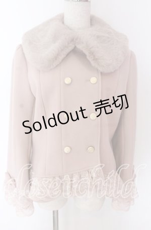 画像: axes femme / 裾レースショートコート L ピンク O-25-10-30-1048-AX-CO-OW-OS