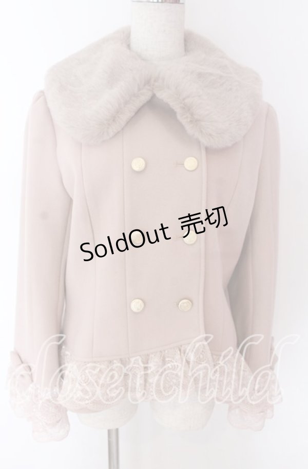 画像1: axes femme / 裾レースショートコート L ピンク O-25-10-30-1048-AX-CO-OW-OS (1)