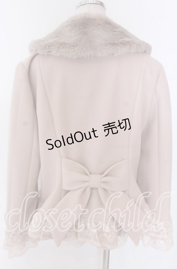 画像2: axes femme / 裾レースショートコート L ピンク O-25-10-30-1048-AX-CO-OW-OS (2)