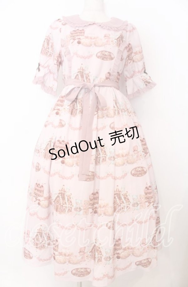 画像1: axes femme kawaii / お菓子の家柄ワンピース M ピンク O-25-10-30-1005-AX-BL-OW-OS (1)