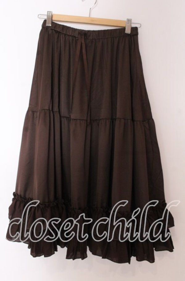 画像1: axes femme kawaii / ミディフリルペチスカート M ブラウン O-25-10-30-1050-AX-SK-OW-OS (1)