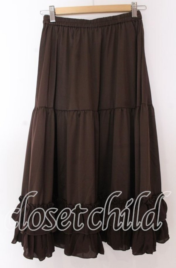 画像2: axes femme kawaii / ミディフリルペチスカート M ブラウン O-25-10-30-1050-AX-SK-OW-OS (2)