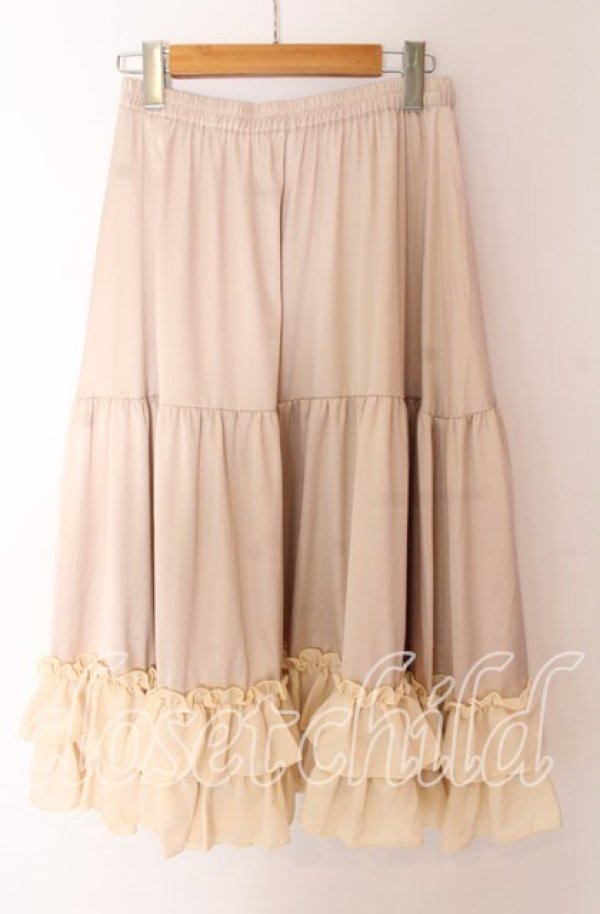 画像2: axes femme kawaii / ミディフリルペチスカート M ベージュ O-25-10-30-1051-AX-SK-OW-OS (2)