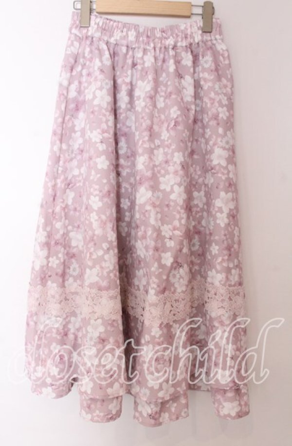 画像1: axes femme / サクラ柄フレアスカート F ピンク O-25-10-30-1052-AX-SK-OW-OS (1)