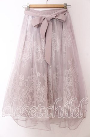 画像: axes femme POETIQUE / バックフリルチュールスカート M ラベンダー O-25-10-30-1055-AX-SK-OW-OS