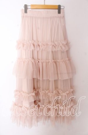 画像: axes femme / フリルチュールティアードスカート F ベージュ O-25-10-30-1056-AX-SK-OW-OS