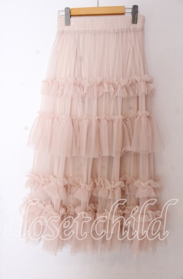 画像3: axes femme / フリルチュールティアードスカート F ベージュ O-25-10-30-1056-AX-SK-OW-OS (3)