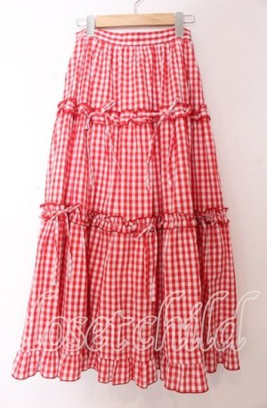 画像: axes femme POETIQUE / ギンガムティアードスカート M アカ O-25-10-30-1058-AX-SK-OW-OS