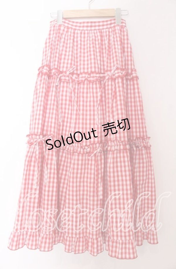 画像1: axes femme POETIQUE / ギンガムティアードスカート M アカ O-25-10-30-1058-AX-SK-OW-OS (1)