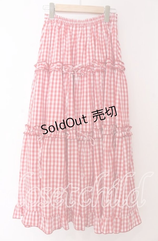 画像2: axes femme POETIQUE / ギンガムティアードスカート M アカ O-25-10-30-1058-AX-SK-OW-OS (2)