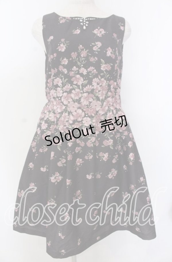 画像1: 【SALE】axes femme / 花柄グログランワンピース M クロ O-25-10-30-1063-AX-OP-IG-ZT051 (1)