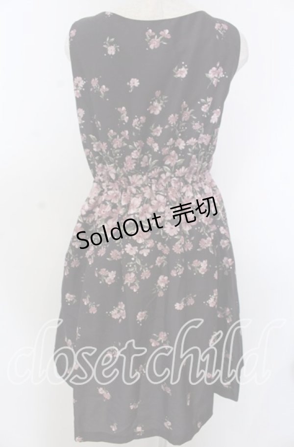 画像2: 【SALE】axes femme / 花柄グログランワンピース M クロ O-25-10-30-1063-AX-OP-IG-ZT051 (2)