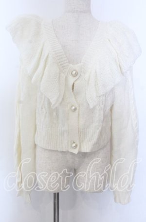 画像: axes femme kawaii / フリル襟ショートニットカーデ  オフ O-25-10-30-1066-AX-TO-IG-OS