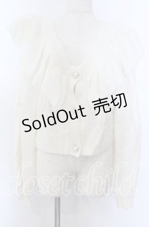 画像: axes femme kawaii / フリル襟ショートニットカーデ  オフ O-25-10-30-1066-AX-TO-IG-OS