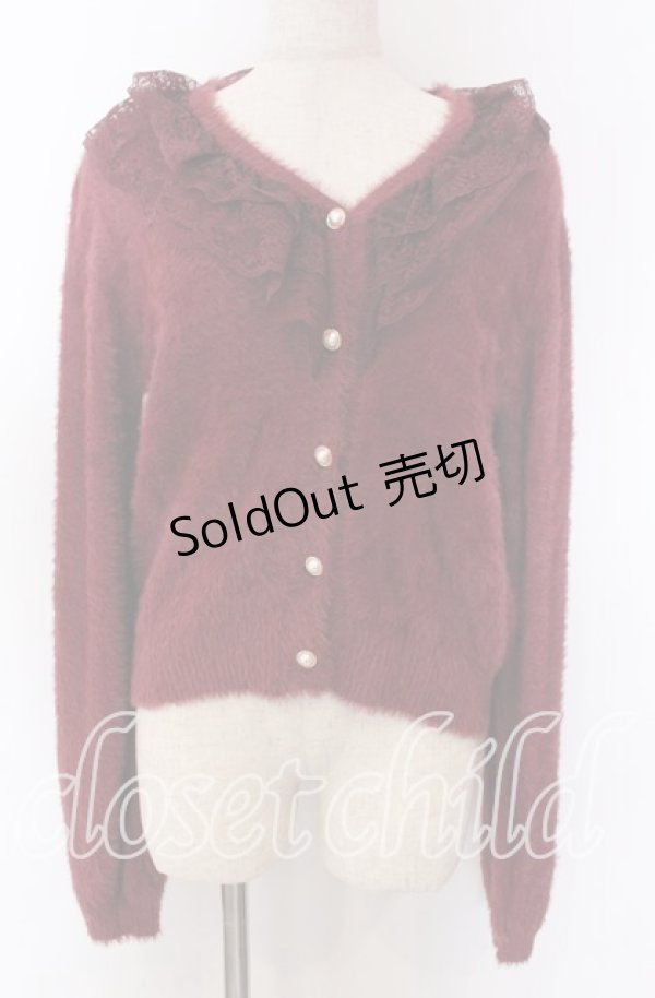 画像1: axes femme / レース襟フェザーニット F ワイン O-25-10-30-1070-AX-TO-IG-OS (1)