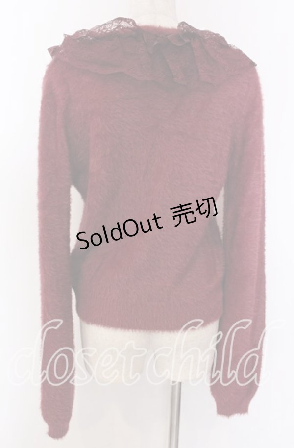 画像2: axes femme / レース襟フェザーニット F ワイン O-25-10-30-1070-AX-TO-IG-OS (2)