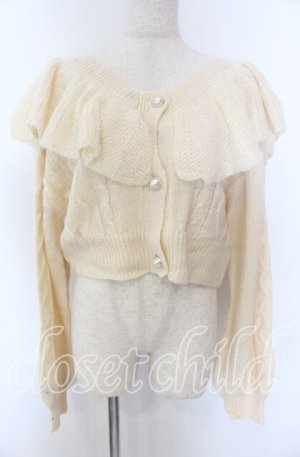 画像: axes femme kawaii / フリル襟ショートニットカーデ M アイボリー O-25-10-30-1072-AX-TO-IG-OS