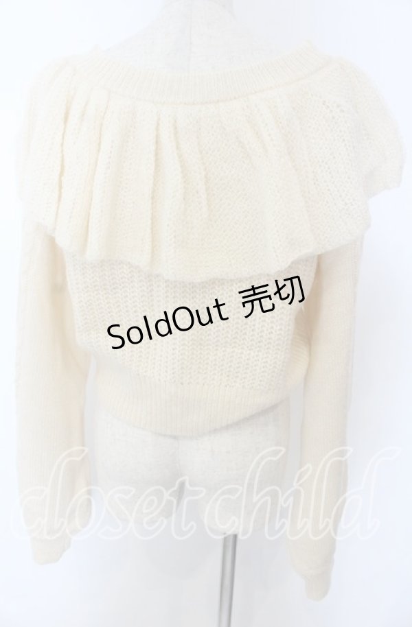 画像2: axes femme Kawaii / フリル襟ショートニットカーデ M アイボリー O-25-10-30-1072-AX-TO-IG-OS (2)