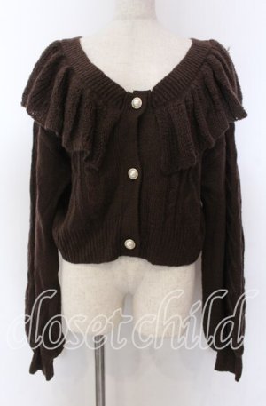 画像: axes femme kawaii / フリル襟ショートニットカーデ M ブラウン O-25-10-30-1074-AX-TO-IG-OS