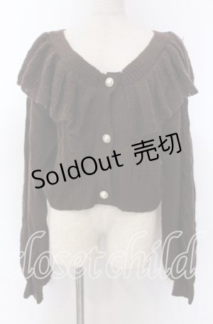 画像: axes femme kawaii / フリル襟ショートニットカーデ M ブラウン O-25-10-30-1074-AX-TO-IG-OS