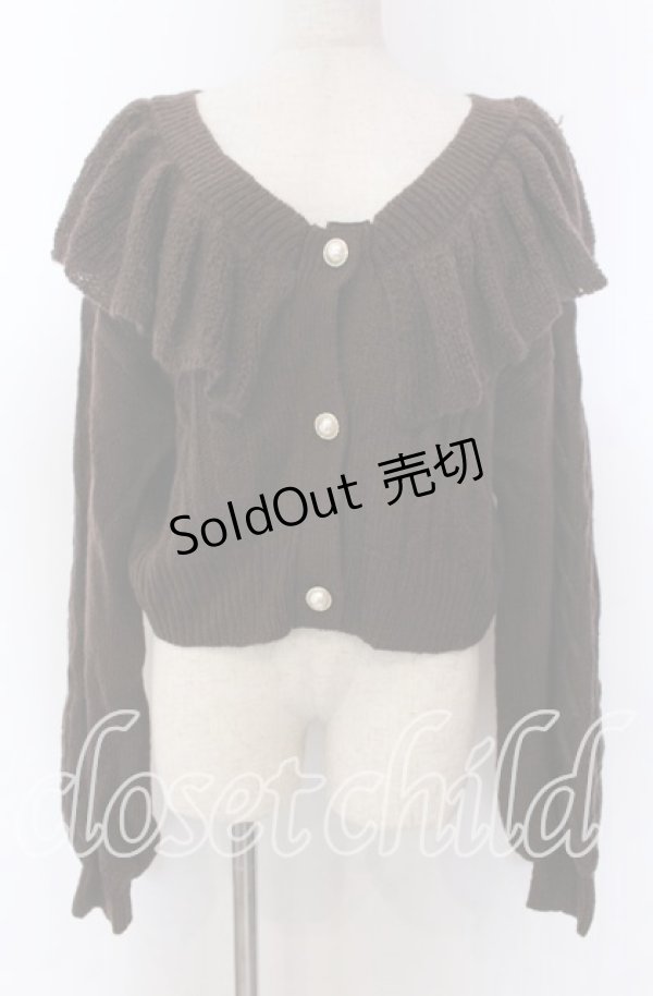 画像1: axes femme kawaii / フリル襟ショートニットカーデ M ブラウン O-25-10-30-1074-AX-TO-IG-OS (1)