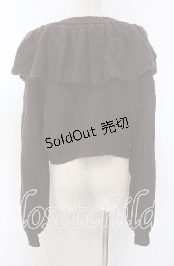 画像2: axes femme kawaii / フリル襟ショートニットカーデ M ブラウン O-25-10-30-1074-AX-TO-IG-OS (2)