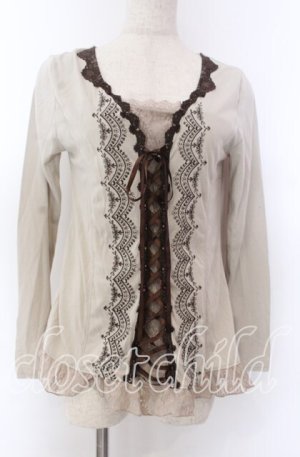 画像: axes femme / レースアップカットソー M ベージュ O-25-10-30-1077-AX-TO-IG-OS