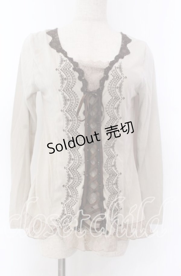 画像1: axes femme / レースアップカットソー M ベージュ O-25-10-30-1077-AX-TO-IG-OS (1)