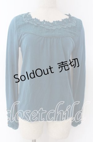 画像: 【SALE】axes femme / フラワーレースカットソー M ターコイズ O-25-10-30-1078-AX-TO-IG-ZT127