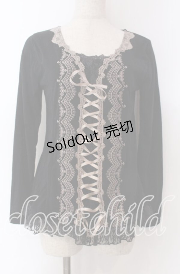 画像1: axes femme / レースアップカットソー  クロ O-25-10-30-1079-AX-TO-IG-OS (1)