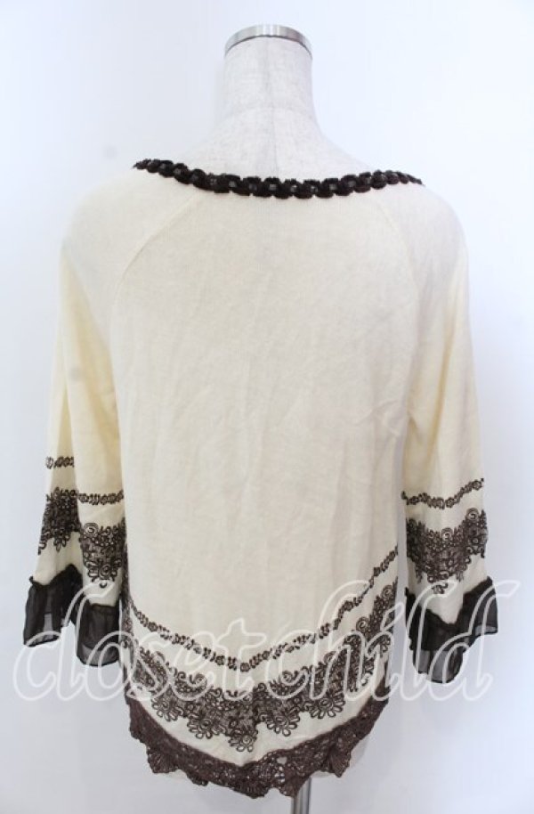 画像2: axes femme / フロッキープリントニットソー  アイボリー×ブラウン O-25-10-30-1086-AX-TO-IG-ZT057 (2)