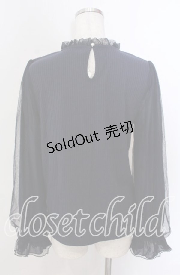 画像2: axes femme / 襟チュールフラワー刺繍トップス M ネイビー O-25-10-30-1087-AX-TO-IG-OS (2)