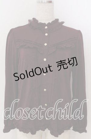 画像: axes femme / フリルブラウス風カットプルオーバー M ワイン O-25-10-30-1090-AX-TO-IG-OS