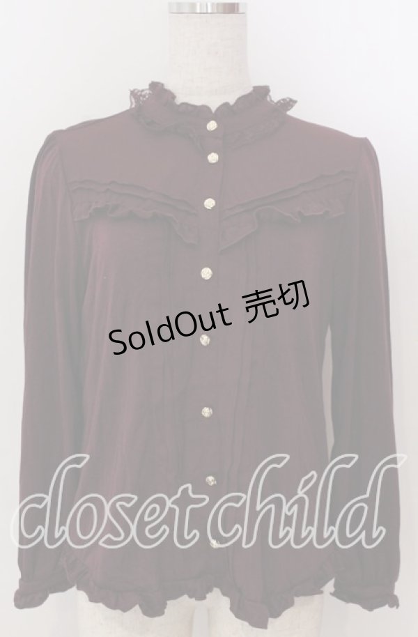 画像1: axes femme / フリルブラウス風カットプルオーバー M ワイン O-25-10-30-1090-AX-TO-IG-OS (1)