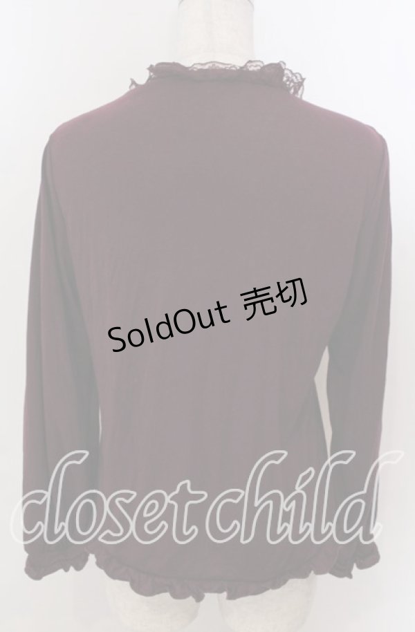 画像2: axes femme / フリルブラウス風カットプルオーバー M ワイン O-25-10-30-1090-AX-TO-IG-OS (2)