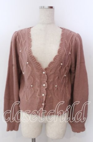 画像: axes femme POETIQUE / パールデザインニットカーディガン M ピンク O-25-10-30-1099-AX-TO-IG-OS