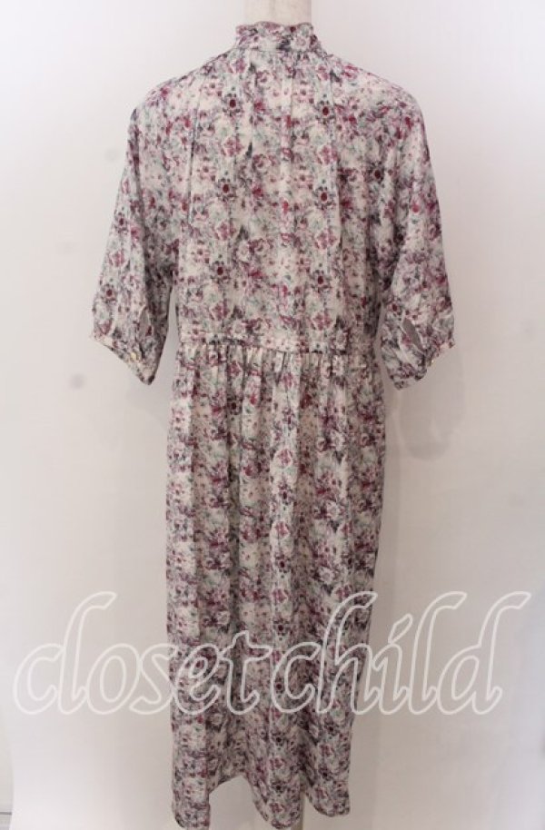 画像2: axes femme / 花柄5分袖ワンピース  オフ×ピンク系 O-25-10-30-1100-AX-OP-IG-ZT085 (2)