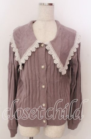 画像: axes femme / ビッグ襟ニットカーデ M ピンク O-25-10-30-1102-AX-TO-IG-OS