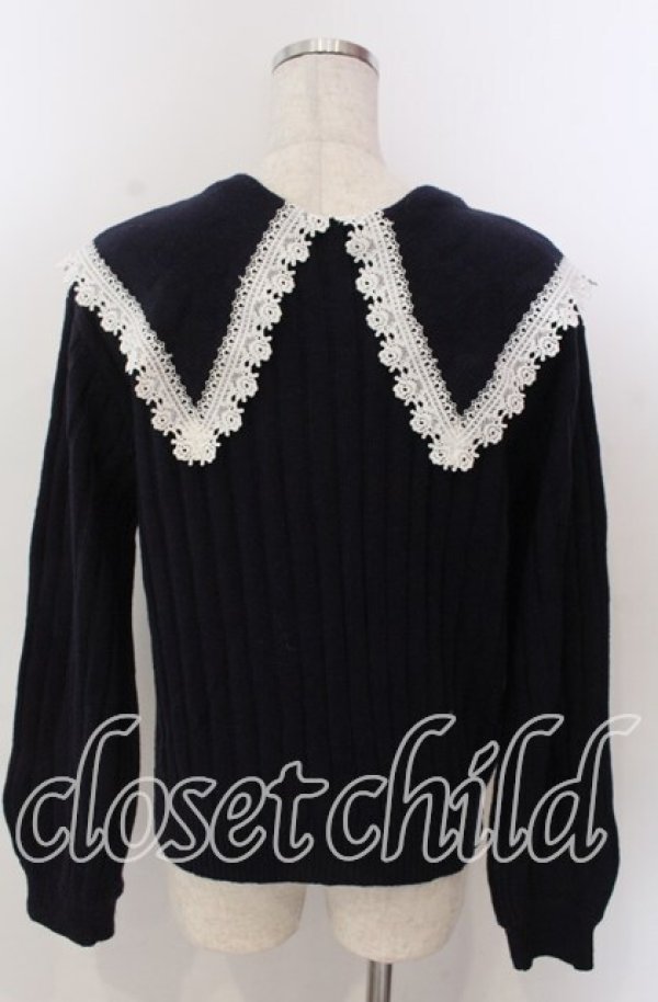 画像2: axes femme / ビッグ襟ニットカーデ M ネイビー O-25-10-30-1103-AX-TO-IG-OS (2)