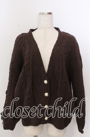 画像: axes femme / レースアップ袖ニットカーディガン M ブラウン O-25-10-30-1104-AX-TO-IG-OS